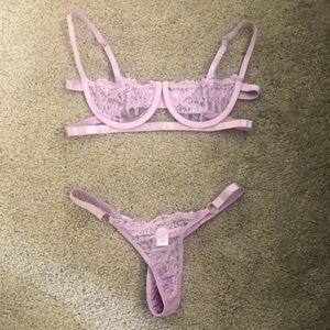 Two Piece Purple Lace Sexy Bralette and Panty Set